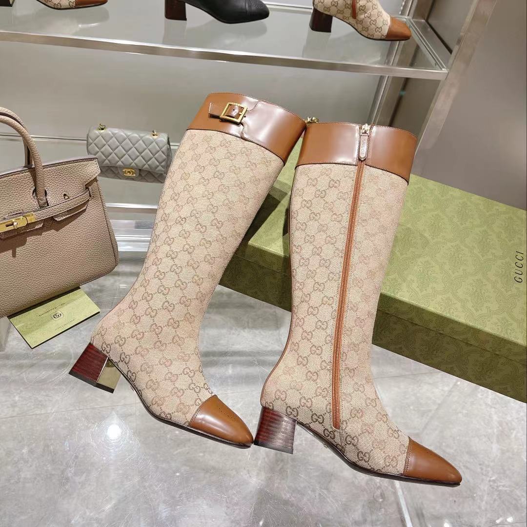 GUCCI Beige GG Supreme Boots - Image 8