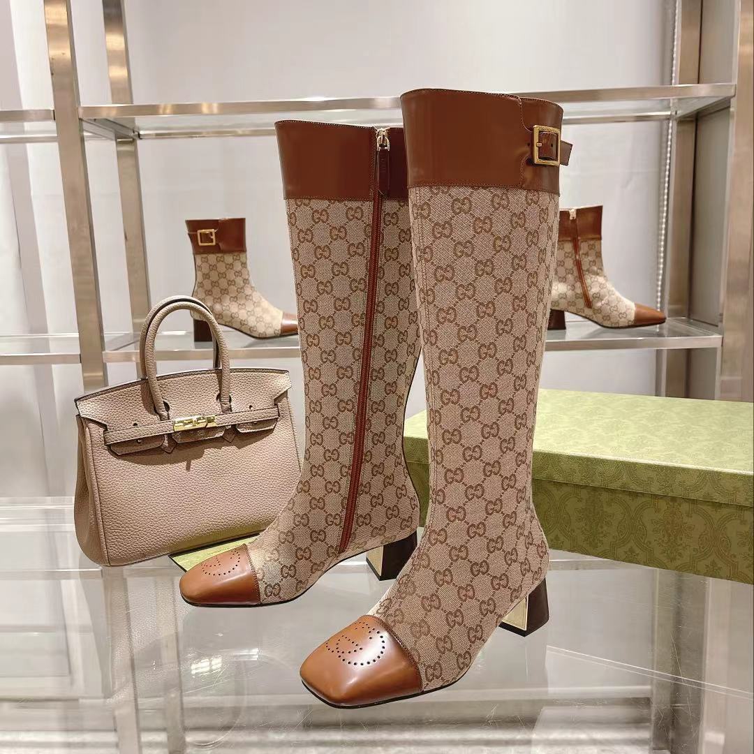 GUCCI Beige GG Supreme Boots - Image 7