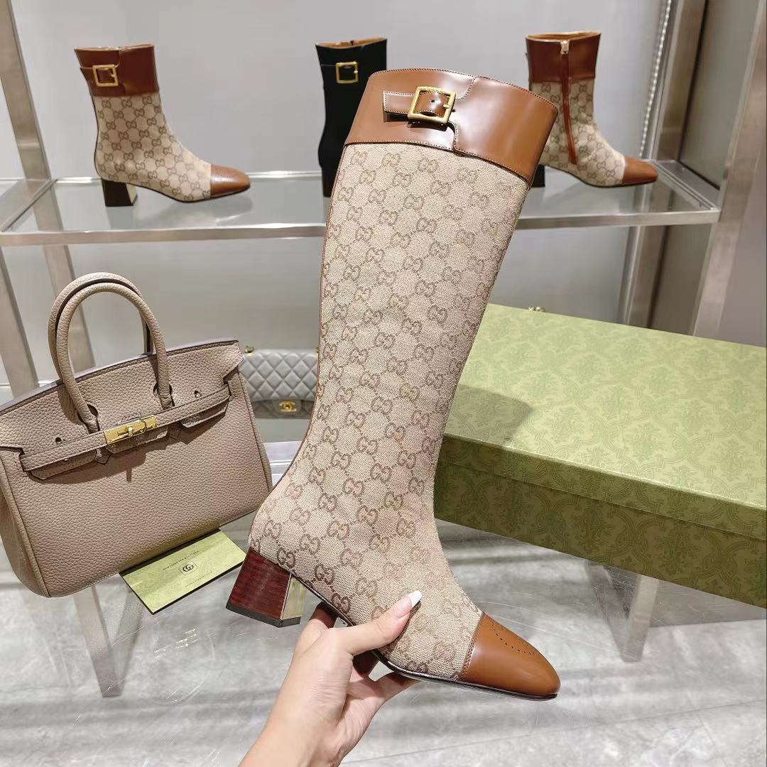 GUCCI Beige GG Supreme Boots - Image 5