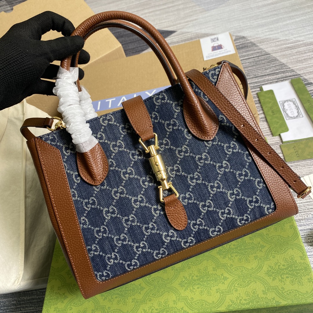 Premium Denim Monogram Style Handbag for Women | Elegant Everyday Shoulder Bag - Image 9