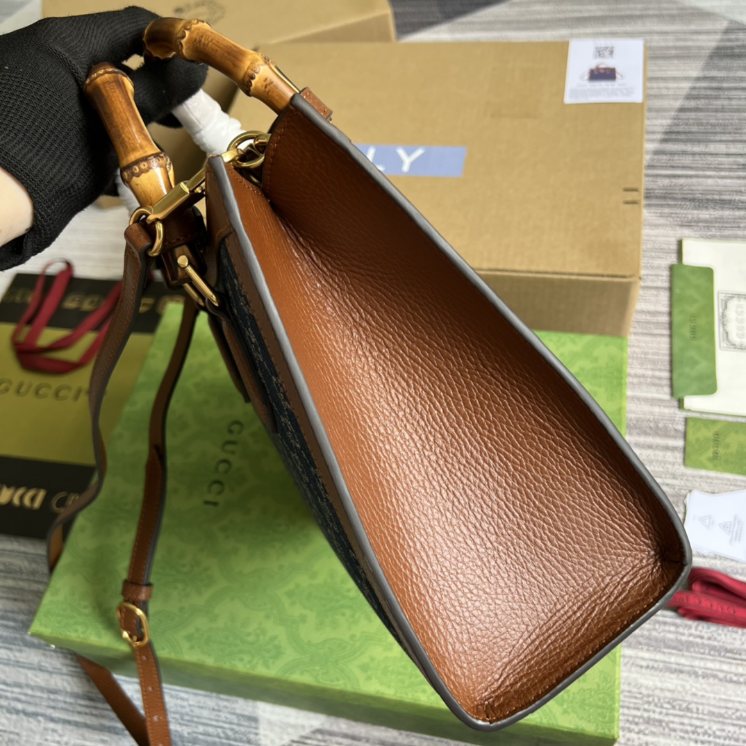 LuxeAura Bamboo Grace Leather Handbag – Medium Edition - Image 5