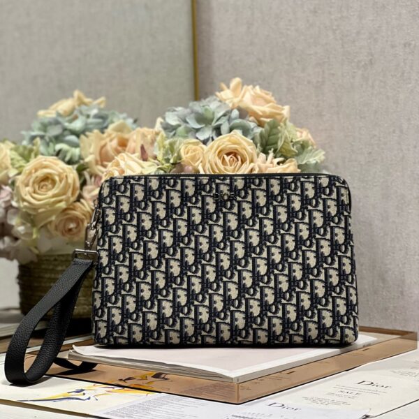 Midnight Arc Blue Canvas Clutch
