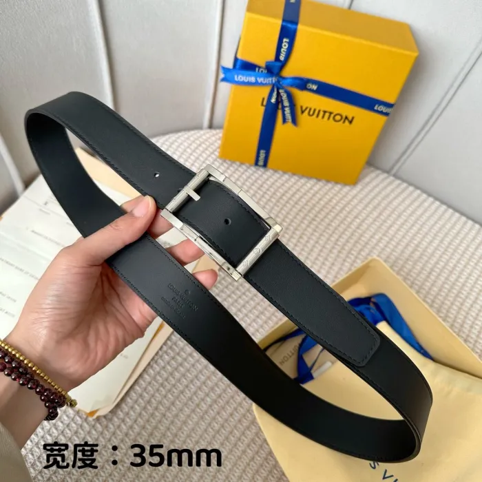 Louis Vuitton Leather Belt With Silver Buckle - Image 4