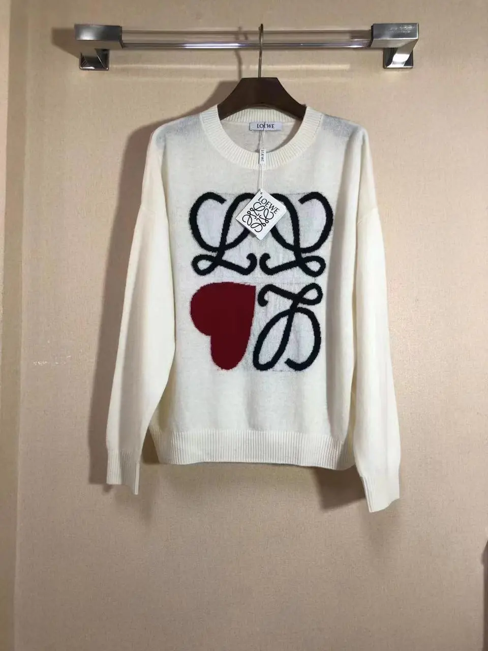 Loewe Men Printed, Typography Round Neck Polyester White T-Shirt