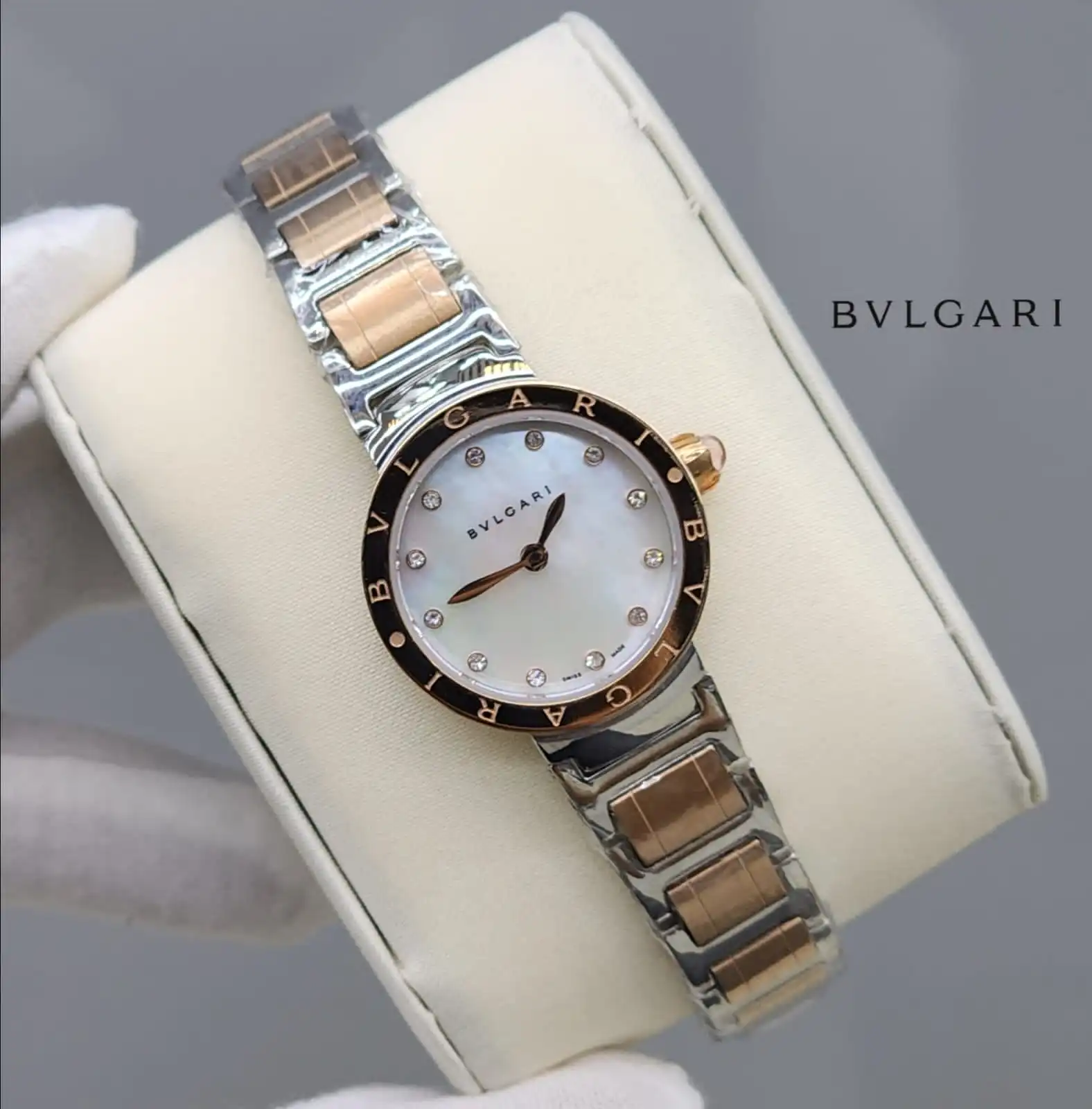 Bvlgari Two Tone Yellow Gold With White Dial Ladies Watch - Image 2
