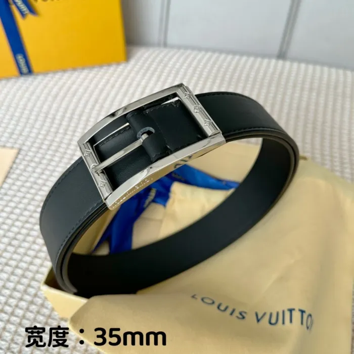 Louis Vuitton Leather Belt With Silver Buckle - Image 2