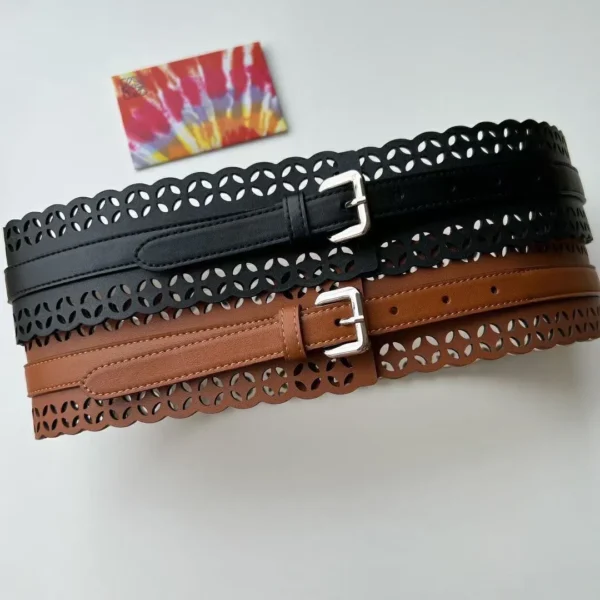Laser-Cut Leather Waist Belt