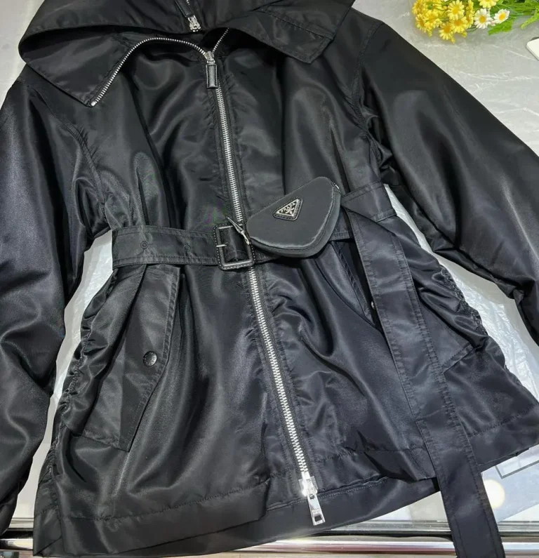 Prada Re Nylon Puffer With the Triangular Logo Belted Waistcoat - Image 4