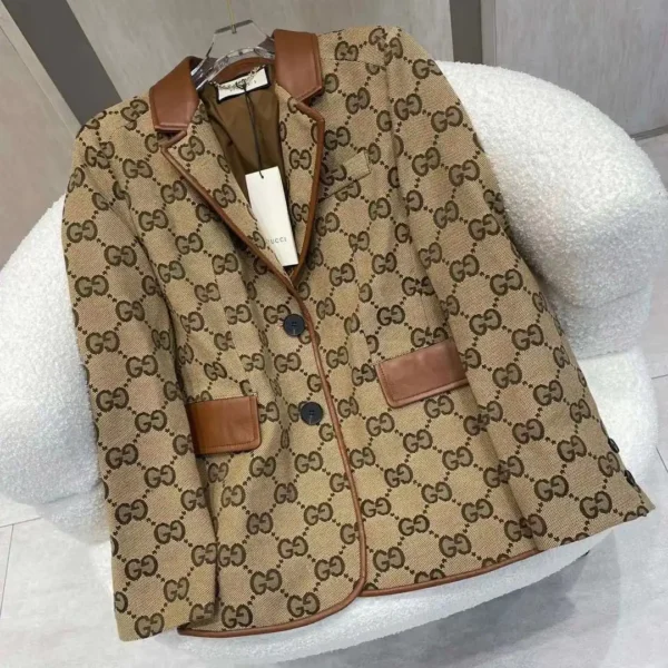 Gucci Monogram Plain Leather Logo Outlet Jackets