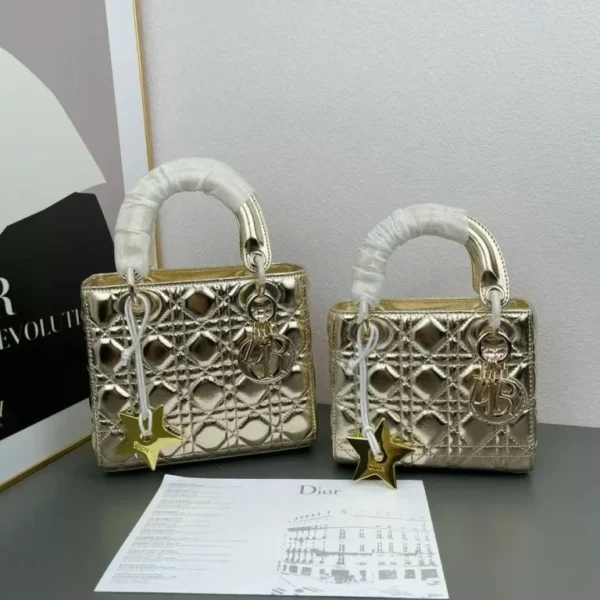 Dior Mini Lady Gold Leather Handbag